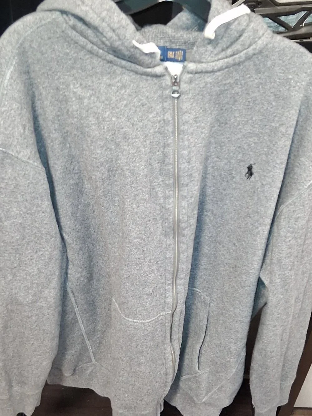 Polo Ralph Lauren Hoodie Mens XXL Grey Zip Up Cotton Pony Logo Casual Fleece